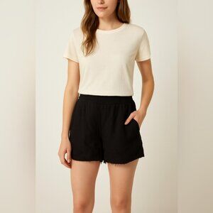Talula Black Linen-Blend High Waist Shorts - Size M